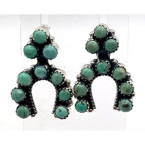 Southwest Sterling Silver Turquoise Naja Earrings Large 1.5" Long Statement